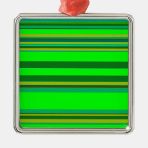 Colourful Green Stripe Customised Designer Pattern Metal Tree Decoration