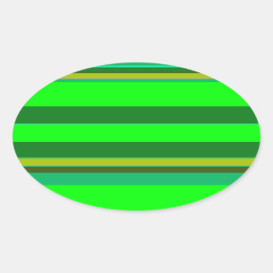 Colourful Green Stripe Customised Designer Pattern Oval Sticker