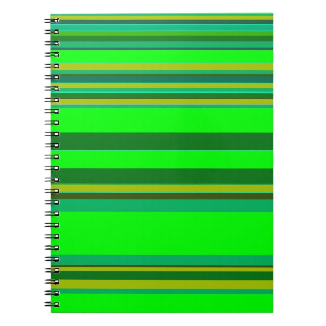 Colourful Green Stripe Customised Designer Pattern Spiral Notebook (Front)