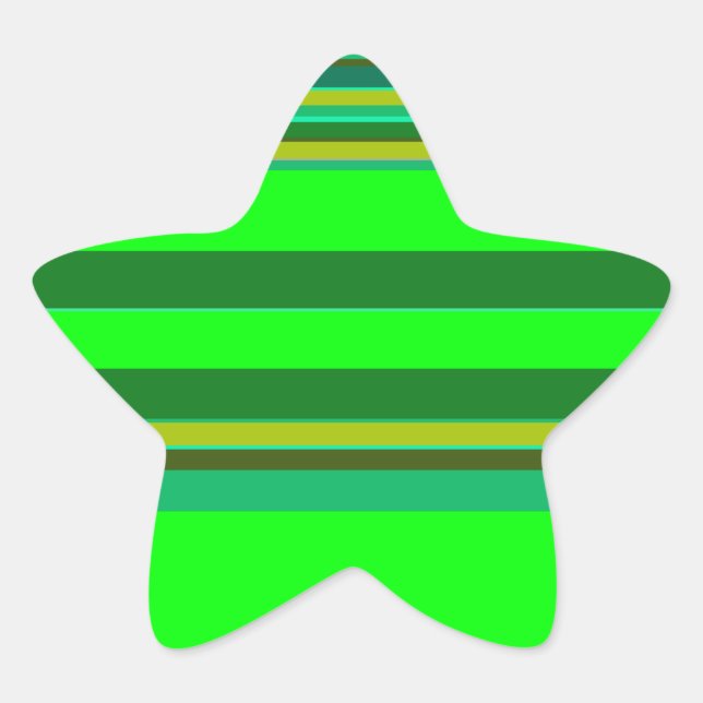 Colourful Green Stripe Customised Designer Pattern Star Sticker (Front)