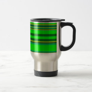 Colourful Green Stripe Customised Designer Pattern Travel Mug
