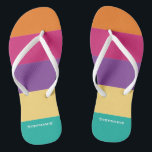 Colourful Green Yellow Purple Abstract Stripes Nam Jandals<br><div class="desc">The typography text of the colourful design is customisable and can be personalised with a person's name or another word. You can change the font, font colour, font size, letter spacing, colour of the abstract stripes and reposition the text using the Design Tool. The design is yours to customise as...</div>