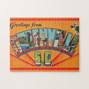 Colourful Greenville SC Greeting Jigsaw Puzzle