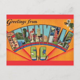 Colourful Greenville SC Greeting Postcard