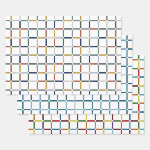 Colourful Grid Negative Space Art-Inspired Colours Wrapping Paper Sheet