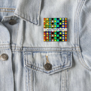Colourful Grid-Tiled by Shirley Taylor 15 Cm Square Badge