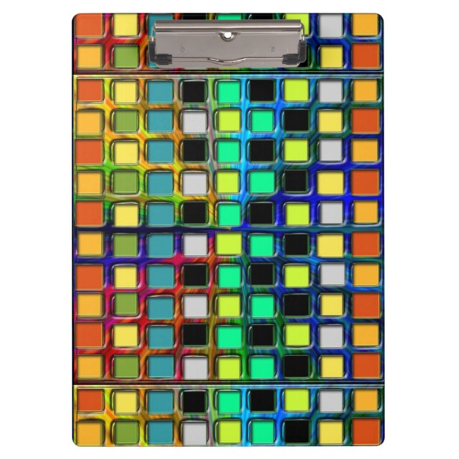 Colourful Grid-Tiled by Shirley Taylor Clipboard (Front)