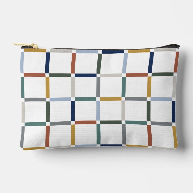 Colourful Grid with Negative Space Art Nouveau Accessory Pouch (Front)