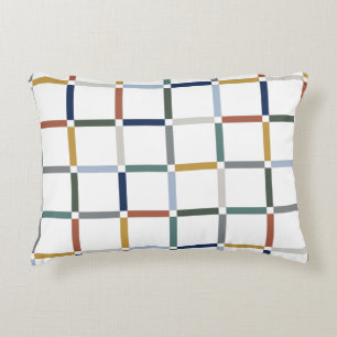 Colourful Grid with Negative Space Art Nouveau Decorative Cushion