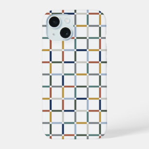Colourful Grid with Negative Space Art Nouveau iPhone 15 Case