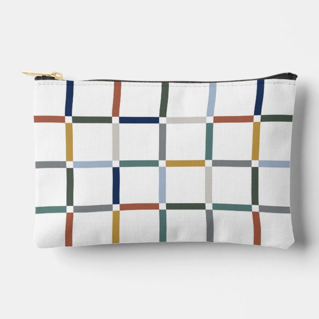 Colourful Grid with Negative Space Impressionist Accessory Pouch (Front)