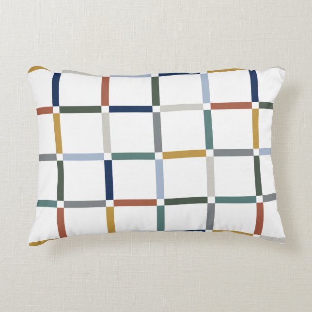 Colourful Grid with Negative Space Impressionist Decorative Cushion (Front)