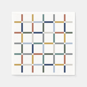 Colourful Grid with Negative Space Impressionist Napkin