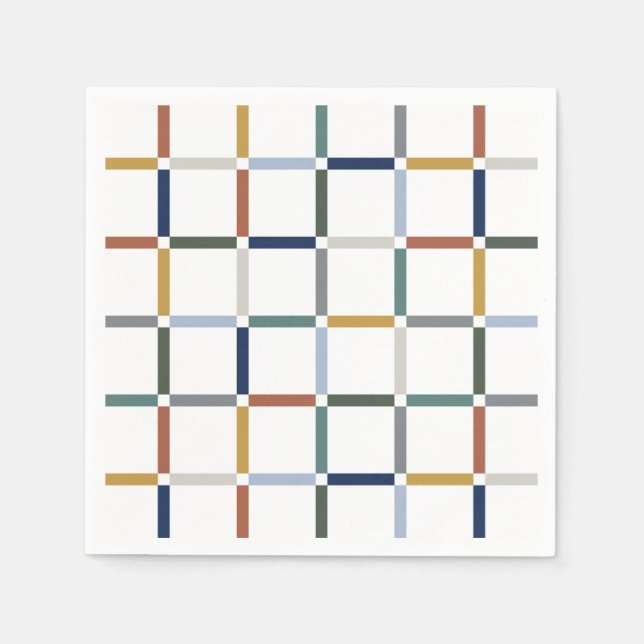 Colourful Grid with Negative Space Impressionist Napkin (Front)