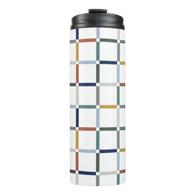 Colourful Grid with Negative Space Impressionist Thermal Tumbler (Front)