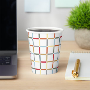 Colourful Grid with Negative Space Mid Mod-inspire Paper Cups