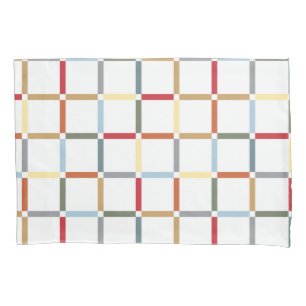 Colourful Grid with Negative Space Mid Mod-inspire Pillowcase