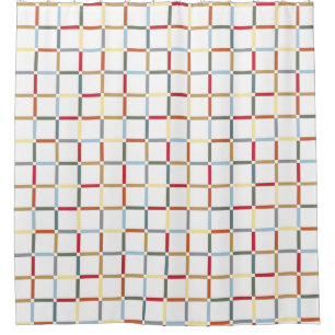 Colourful Grid with Negative Space Mid Mod-inspire Shower Curtain