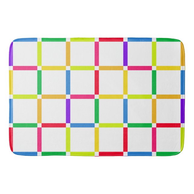Colourful Grid with Negative Space Pop Art-Inspire Bath Mat (Front)