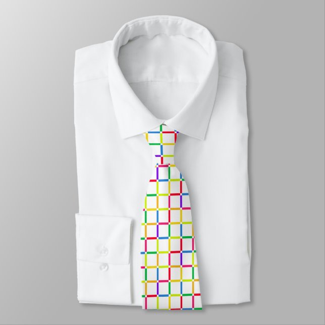 Colourful Grid with Negative Space Pop Art-Inspire Tie (Tied)