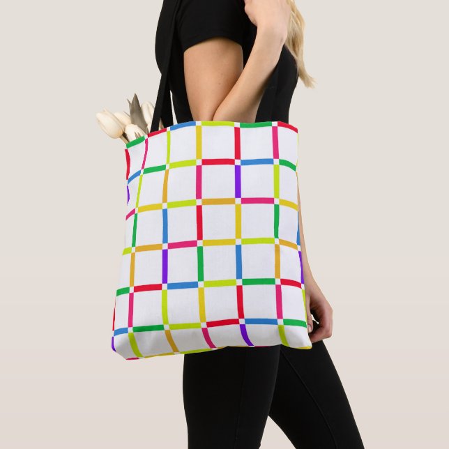 Colourful Grid with Negative Space Pop Art-Inspire Tote Bag (Close Up)