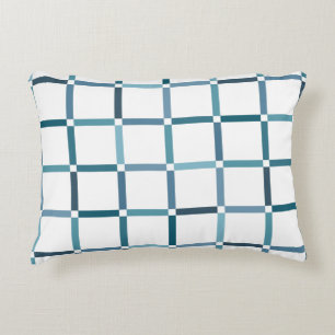 Colourful Grid with Negative Space Sea Tones Colou Decorative Cushion