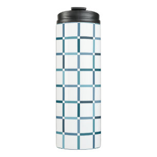 Colourful Grid with Negative Space Sea Tones Colou Thermal Tumbler