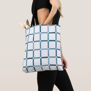 Colourful Grid with Negative Space Sea Tones Colou Tote Bag