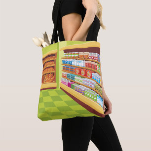 Colourful Grocery Store Aisle and Bakery  Tote Bag