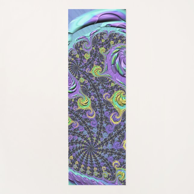 Colourful Groovy Boho Hippie Funky Abstract Fracta Yoga Mat (Front)