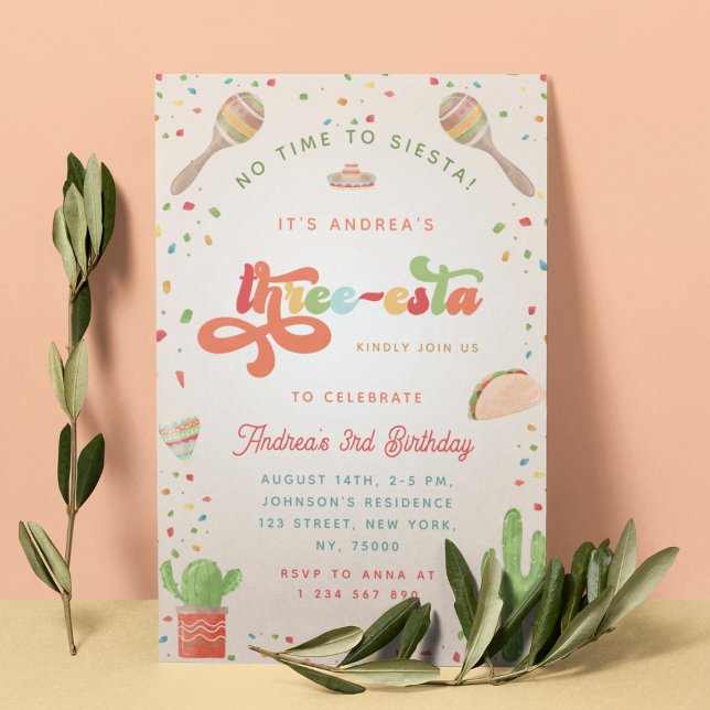Colourful Groovy Fiesta 3rd Birthday Gender Neutra Invitation (Creator Uploaded)