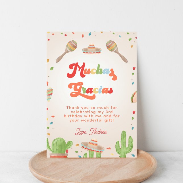 Colourful Groovy Fiesta Kid Birthday Muchas Gracia Invitation (Creator Uploaded)