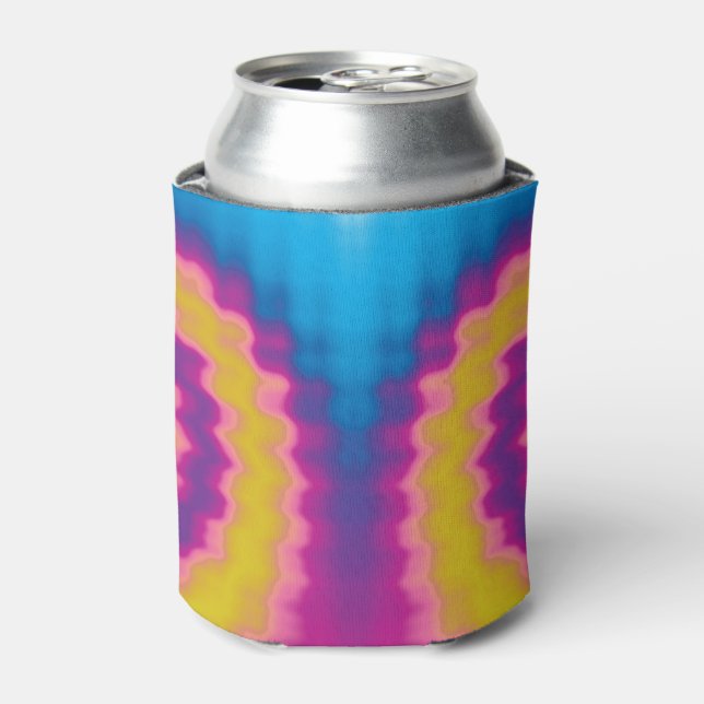 Colourful groovy funky retro tie dye pattern can cooler (Can Front)