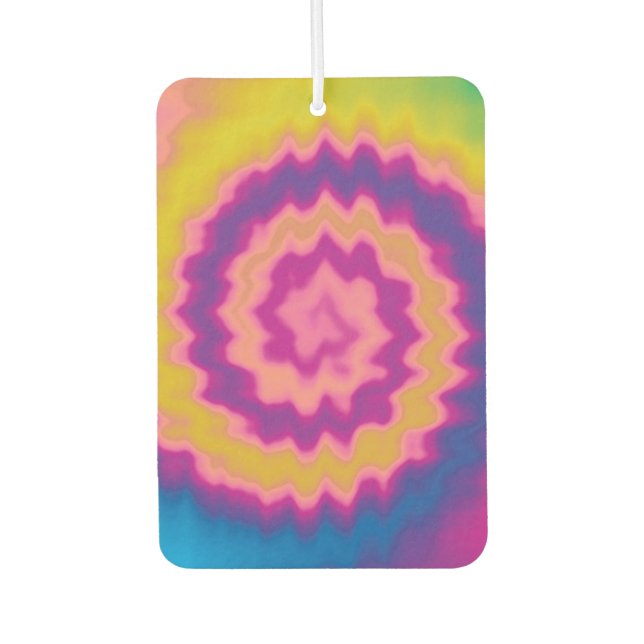 Colourful groovy funky retro tie dye pattern car air freshener (Front)