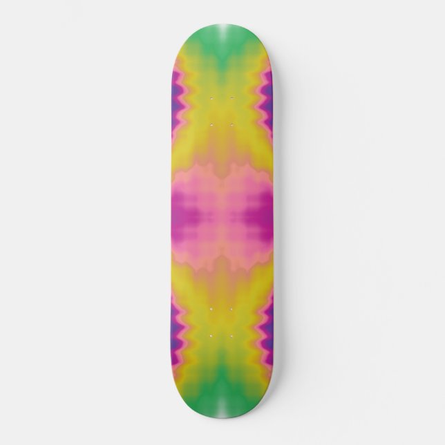 Colourful groovy funky retro tie dye pattern fun skateboard (Front)