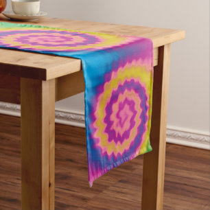 Colourful groovy funky retro tie dye pattern long table runner