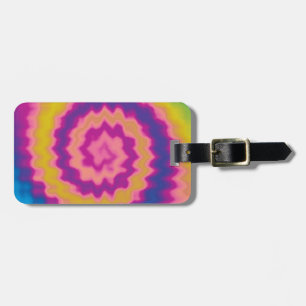 Colourful groovy funky retro tie dye pattern luggage tag