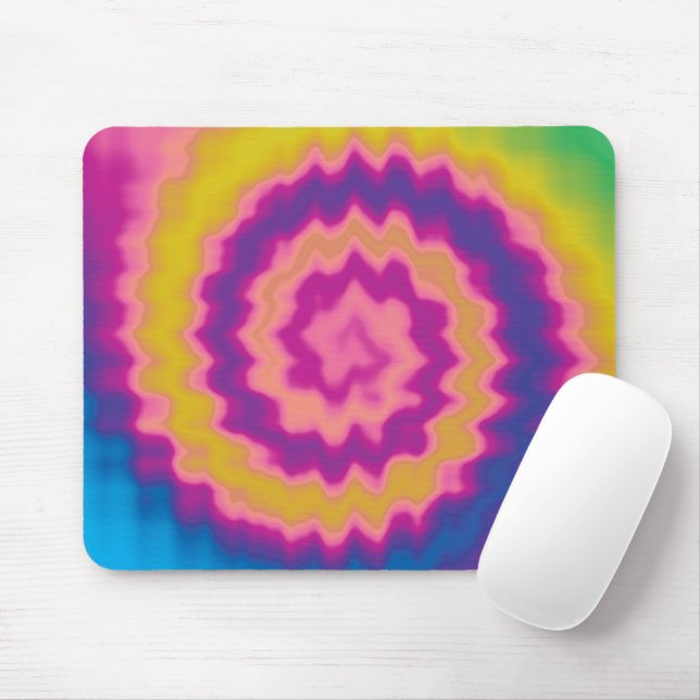 Colourful groovy funky retro tie dye pattern mouse pad (With Mouse)