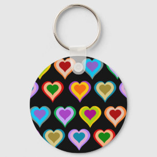 Colourful groovy heart pattern keychain