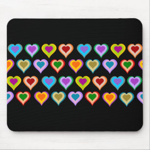 Colourful groovy heart pattern mousepad
