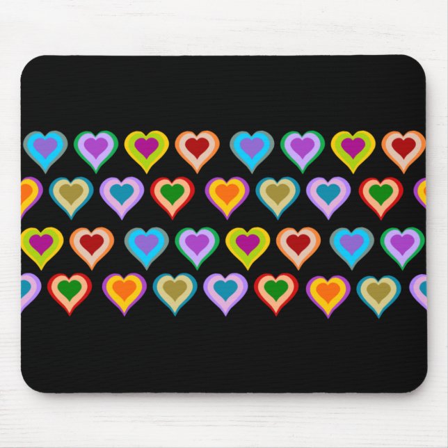 Colourful groovy heart pattern mousepad (Front)