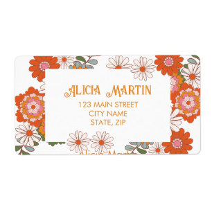Colourful Groovy Hippie Flora & Leaf Address
