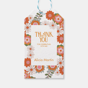 Colourful Groovy Hippie Flora & Leaf Thank You Gift Tags