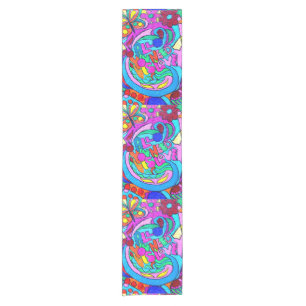 colourful groovy peace and love short table runner