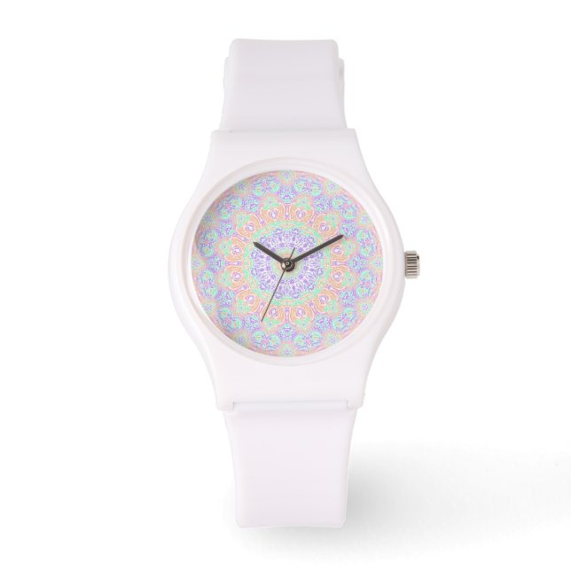 Colourful Groovy Psychedelic Boho Hippie Mandala Watch (Front)