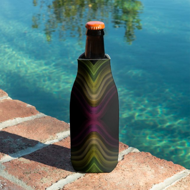 Colourful Groovy Psychedelic Pattern Abstract Art Bottle Cooler (In Situ Pool)