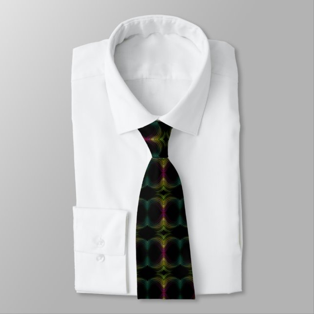 Colourful Groovy Psychedelic Pattern Abstract Art Tie (Tied)