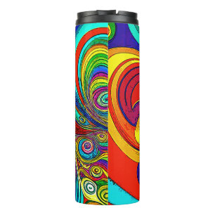 Colourful Groovy Rainbow Swirls Thermal Tumbler