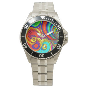 Colourful Groovy Rainbow Swirls Watch
