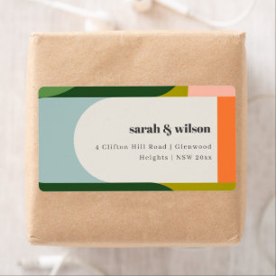Colourful Groovy Retro Arch Bold Abstract Address